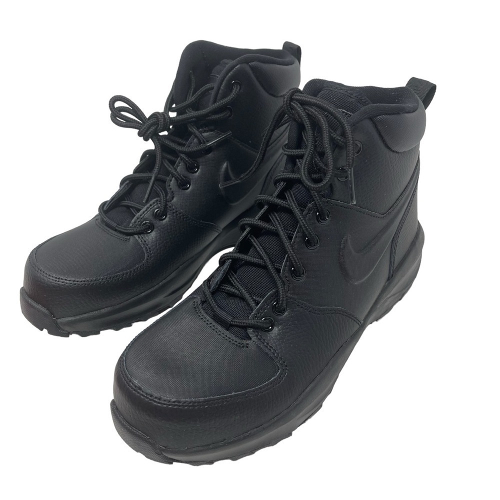 Nike Youth Size 6 Manoa Leather Triple Black Boots 454350-003 New
